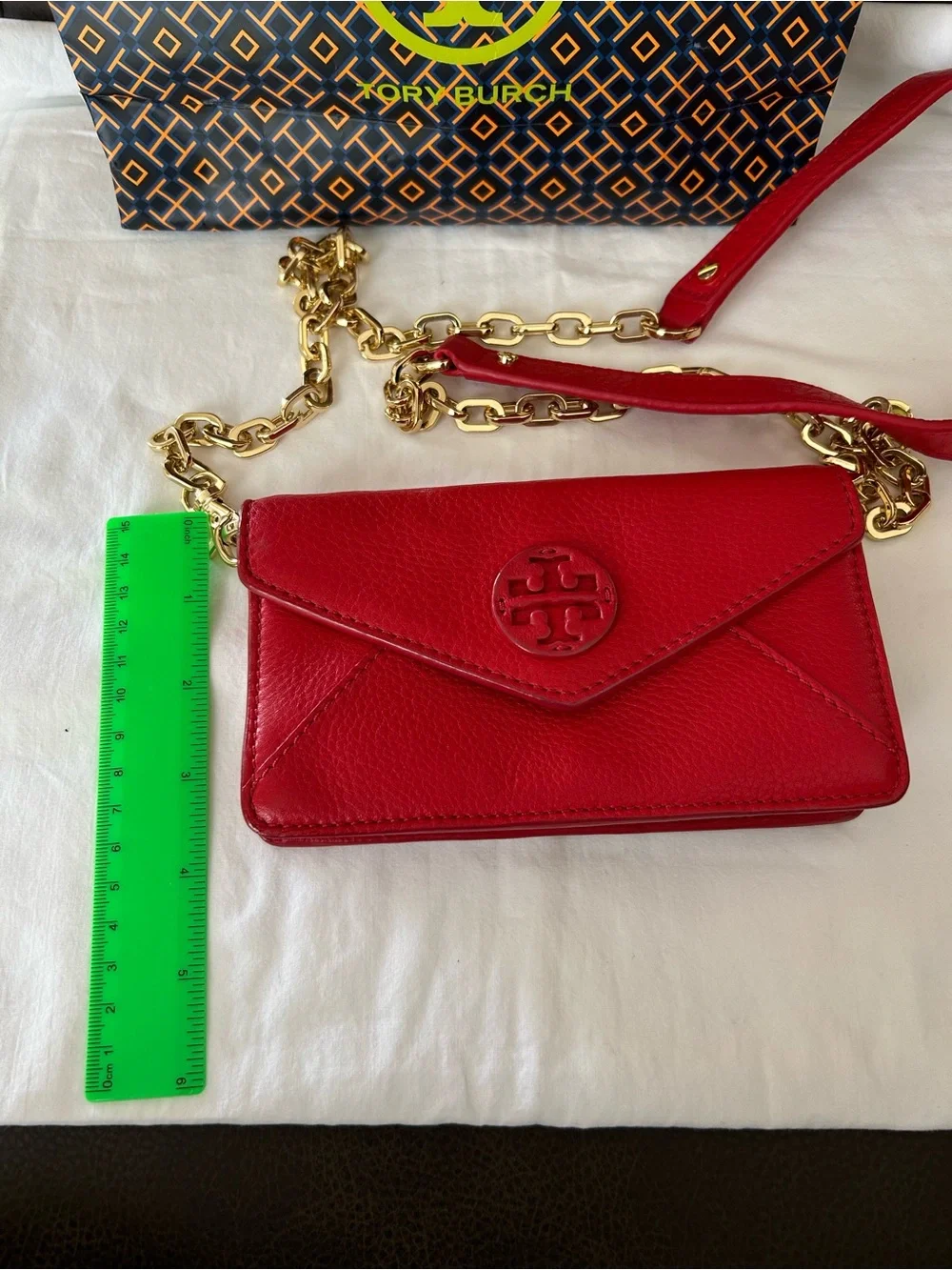 Tory Burch Mini Red Leather Wallet Envelope Crossbody